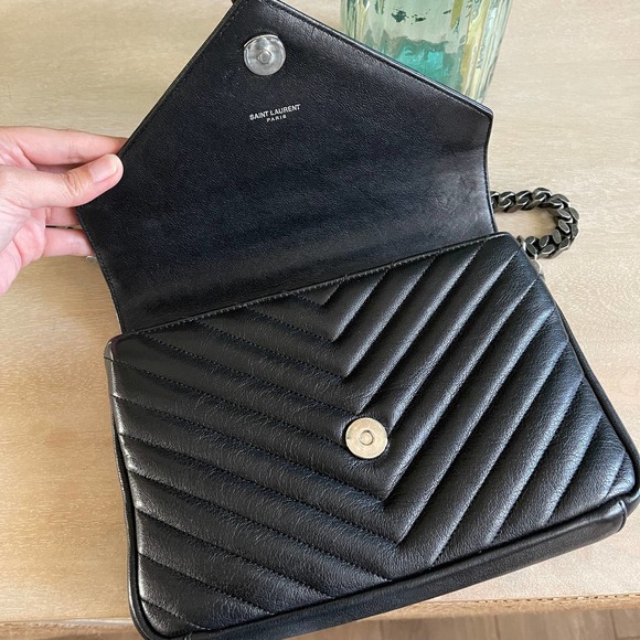 ❌SOLD❌Saint Laurent YSL College Monogram Calfskin Medium Black SIlver Crossbody - Picture 6 of 14